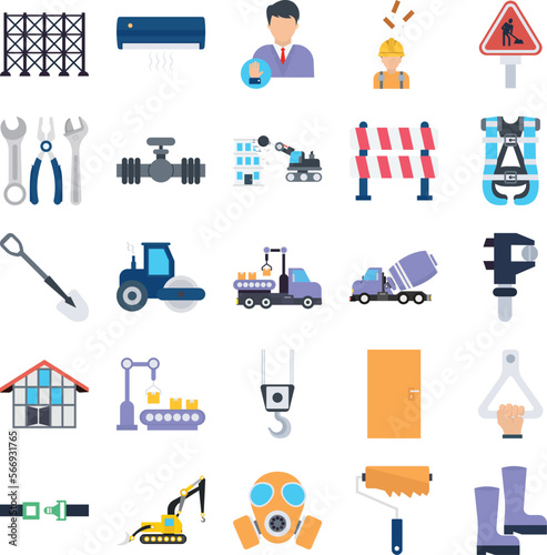Construction vector icons, architecture icons pack, construction icons set, engineering icons pack, Construction building icons set, icons collection of Construction, Construction flat icons set  photo