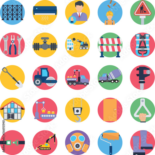 Construction vector icons, architecture icons pack, construction icons set, engineering icons pack, Construction building icons set, icons collection of Construction, Construction flat icons set  photo