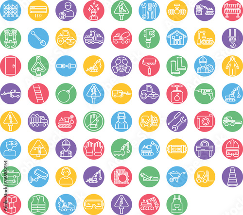 Construction vector icons, architecture icons pack, construction icons set, engineering icons pack, Construction building icons set, collection of Construction, Construction line background icons set  photo