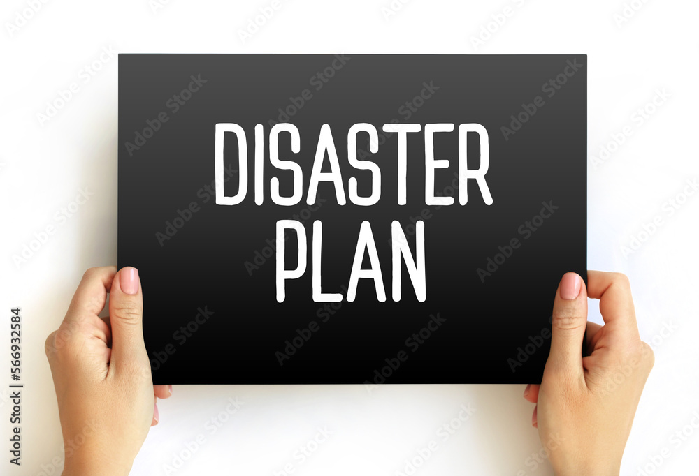 Disaster Plan text on card, concept background Disaster Plan text on card, concept background