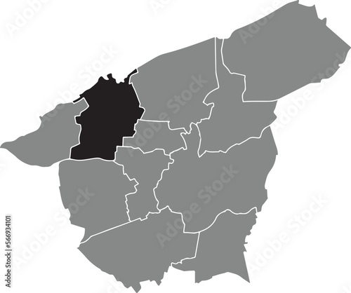 Black flat blank highlighted location map of the SPORK DISTRICT inside gray administrative map of BOCHOLT, Germany