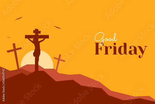 Photographie Good Friday background with three crosses on the mountain