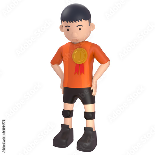 athlete sport male 3d illustration. an athlete who won an international level award