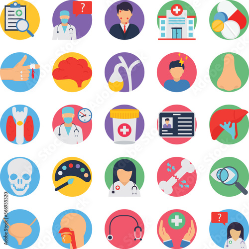 Medical healthcare icons set, medical icons pack, healthcare vector icons set, treatment icons pack, body organs vector icons set, health vector icons set, medical flat icons