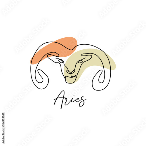 Astrology horoscope symbol zodiac Aries sign in line art style boho color