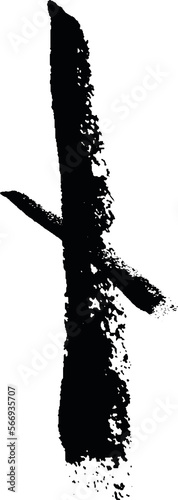 Rune Nauthiz. Hand Drawn Wax Chalk Texture, Mystical, Esoteric, Occult, Magic Glyphs. For Game Interface.