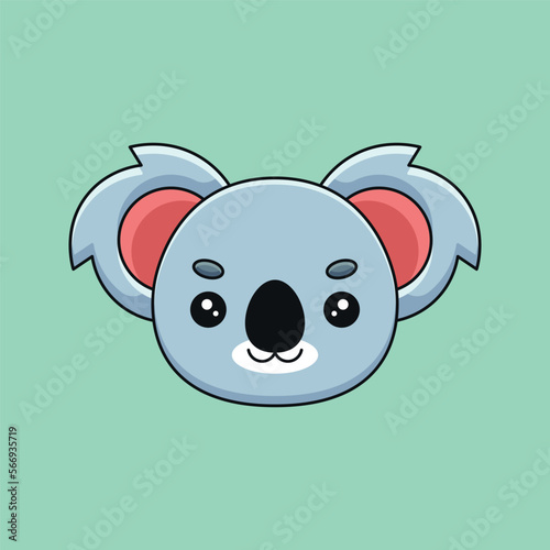cute koala head cartoon mascot doodle art hand drawn outline concept vector kawaii icon illustration