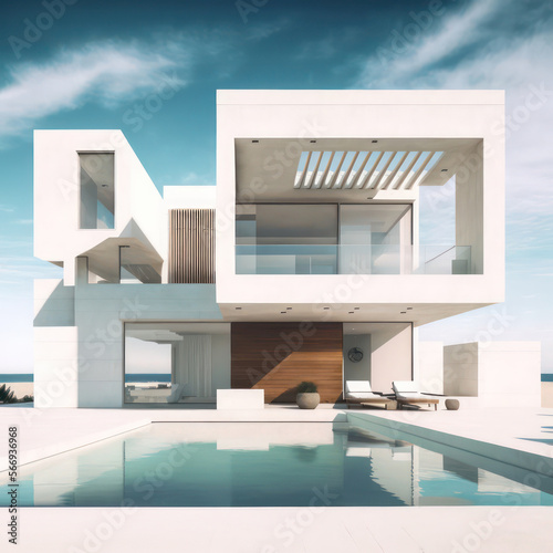 Modern house with pool.  © Sparrowski