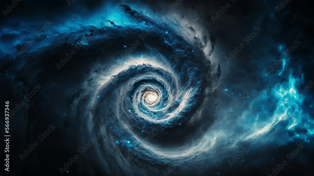 Birth of a star in space during a nebula explosion. Nuclear fusion of ...
