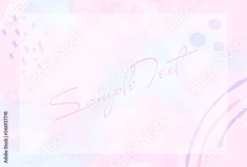 水彩風のフレーム背景素材（ポストカード　ショップカード　バナー　パステル　ガーリー　スプリングセール　新生活）