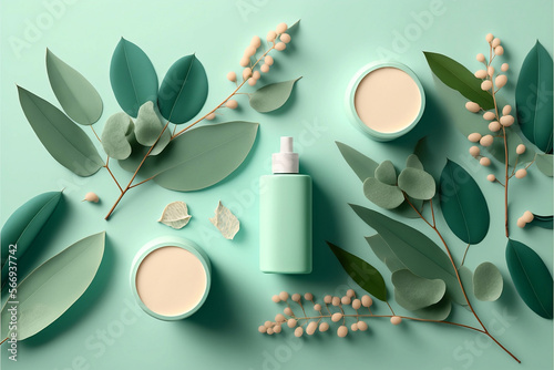 Eucalyptus Background with Skincare and Beauty Made with Generative AI