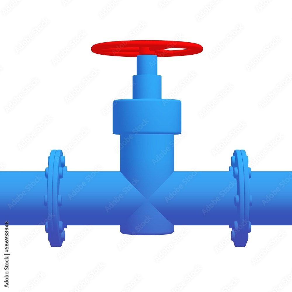 Red valve on the main gas pipeline Red valve on the main gas pipeline
