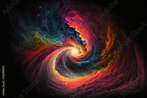 vibrant galaxy spiral, generative ai composite