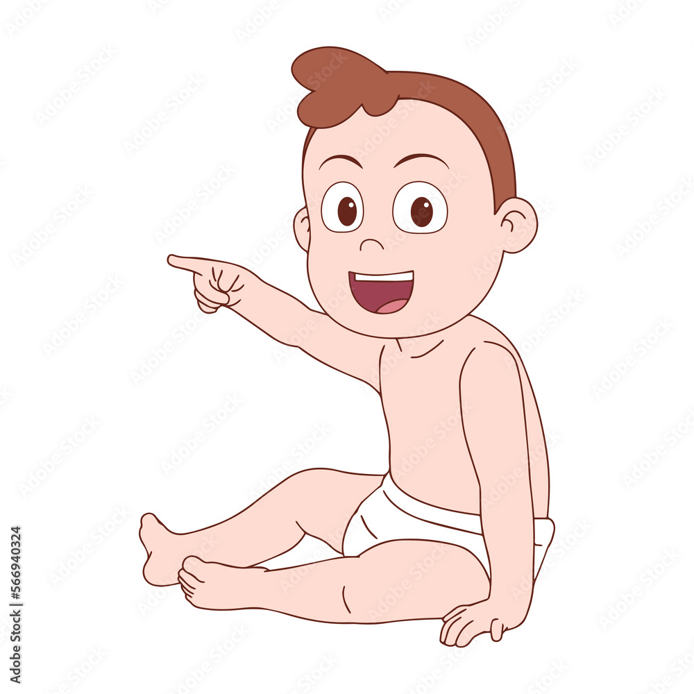 smiling newborn baby pointing to the side - vector illustration design smiling newborn baby pointing to the side - vector illustration design