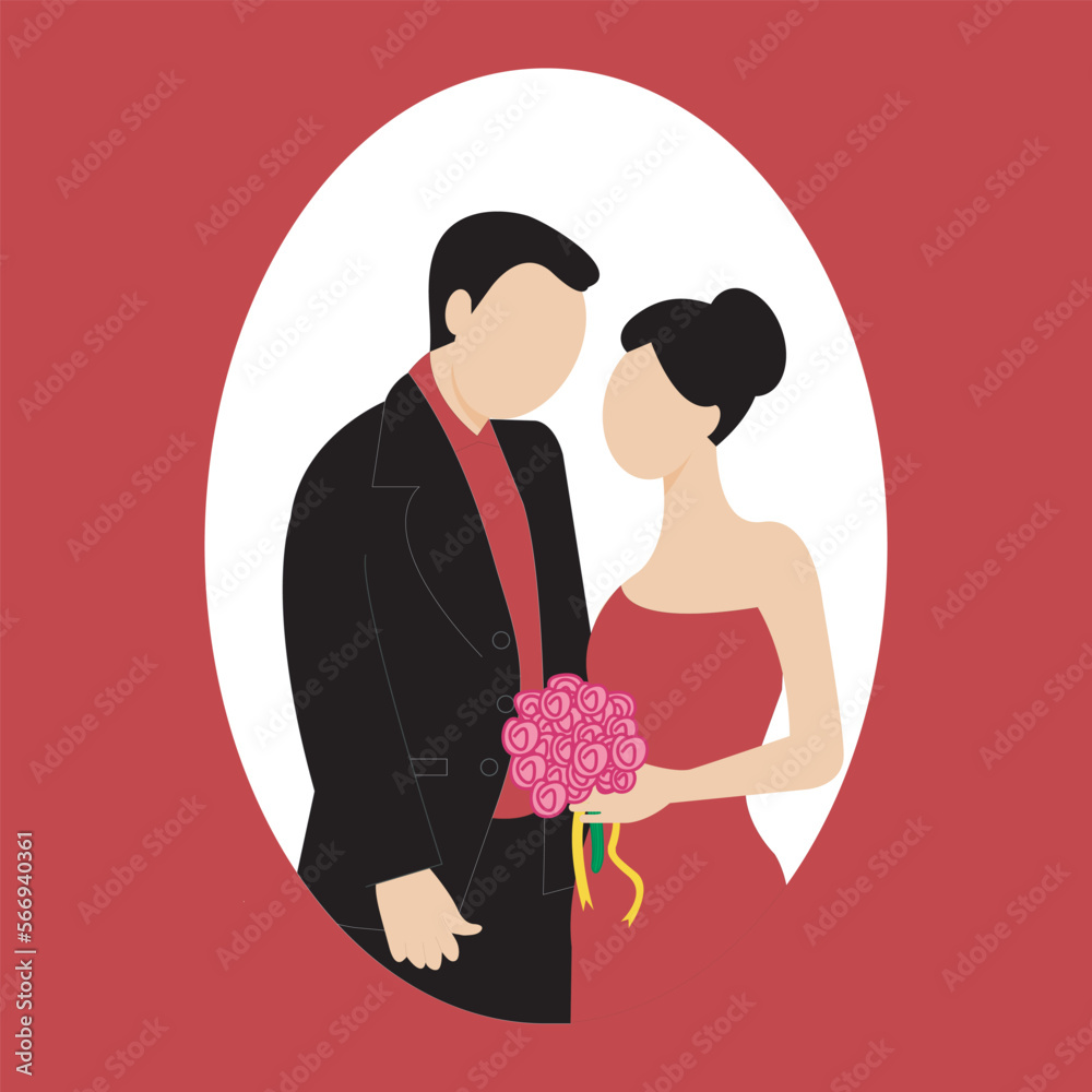 couple in love isolated on white background flat vector illustration. valentine's Day special. couple in love isolated on white background flat vector illustration. valentine's Day special.