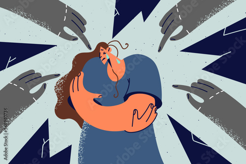 Unhappy woman cry suffer from bullying 