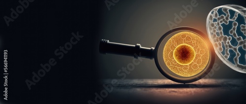 Unlocking the Secrets of Health: A Symbol of Discovery with Magnifying Glass and Petri Dish, generative ai