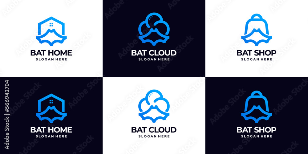 Set of bat logo combine for company logo design