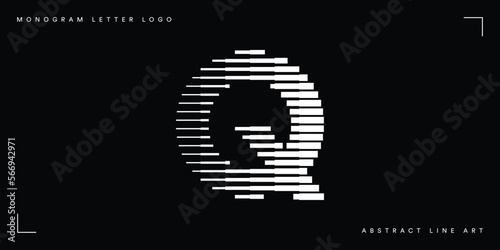 Letter Q Logo with Abstract Line Pattern