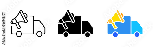 Important alert icon set. Announcement, car, media, news, notifications, alert, siren, sound, business, record, bullhorn, megaphone. information concept. vector line icon in different styles