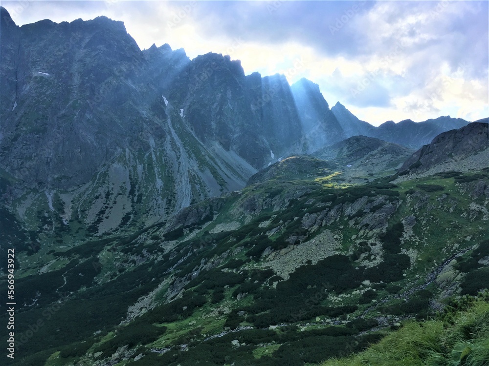 Mountain view from Velké žabie pleso in High Tatras Slovakia