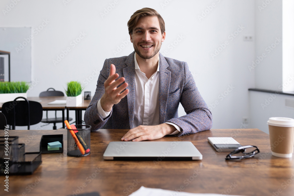 the job seeker at the interview in a business suit talks about himself the job seeker at the interview in a business suit talks about himself