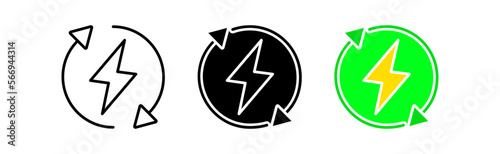 Free Download energy source icons set. Electricity, lightning, self-healing, power plant, plant, danger, energy, source, battery, accumulator. Industry concept. Vector line icon in different styles - GFXLoad