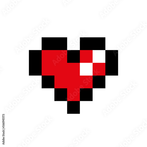 Pixel red heart isolated on white background