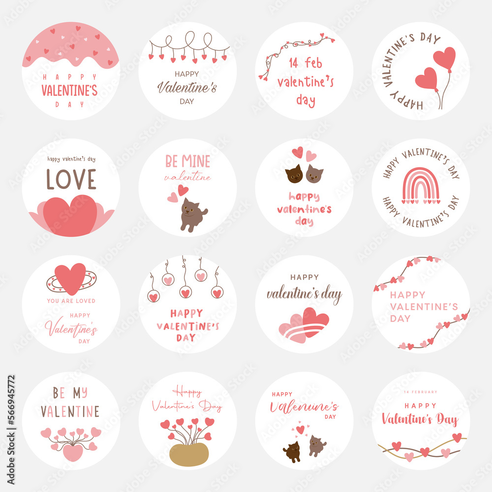 Valentine day labels and elements, Valentine gift labels, Love gift tags. Valentine day labels and elements, Valentine gift labels, Love gift tags.