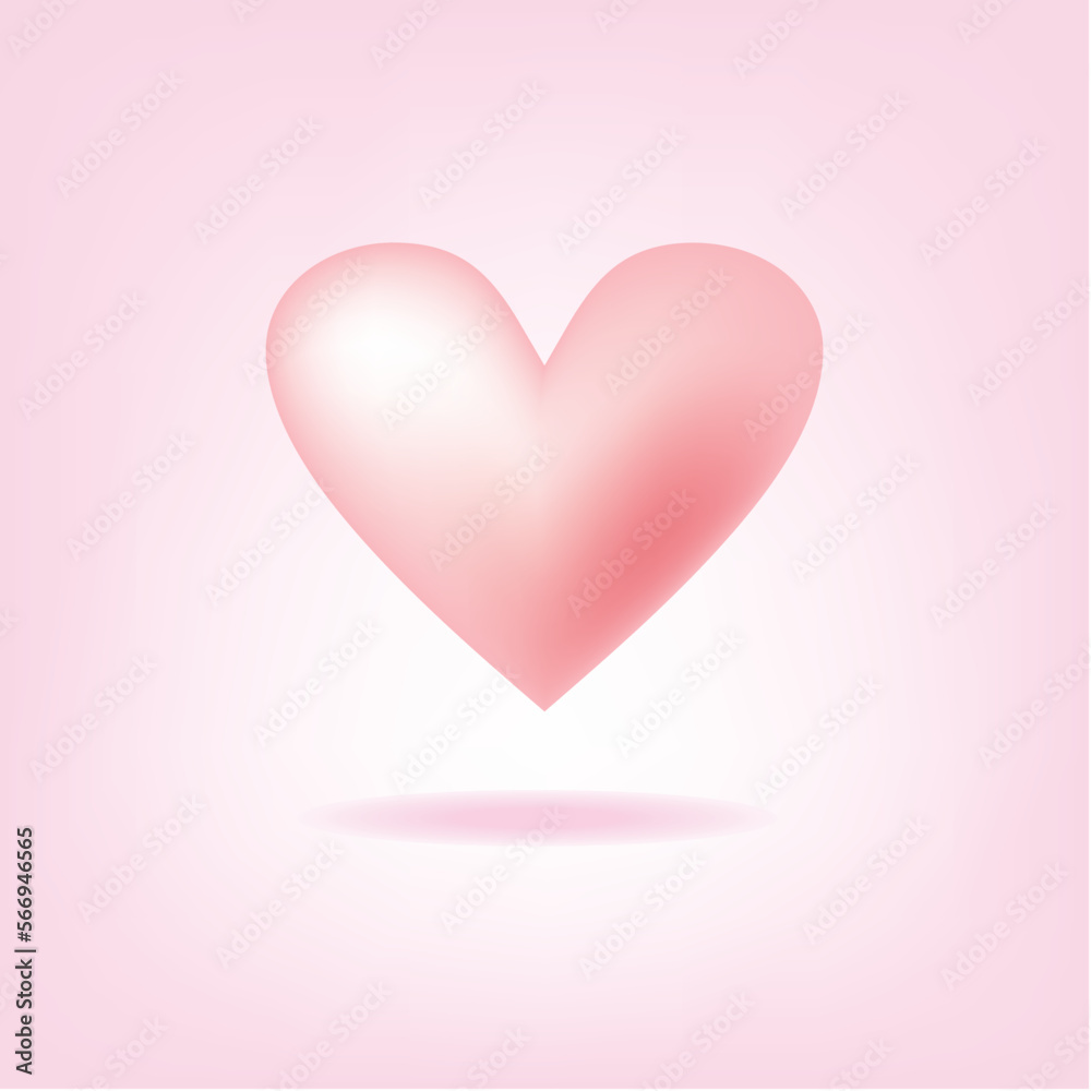 3D Shiny Pink Heart on Pink Background