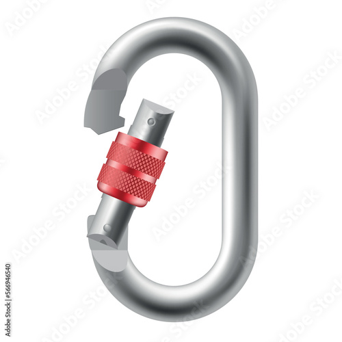 Climbers carbine carabine clip spring hook safety supply for climbing realistic vector illustration