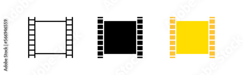 Frame line icon. Film, tape, sound, cartoon, camera, cinema, video, art, special effects, memory, filming. Cinema concept. Vector icon in line, black and colorful style on white background