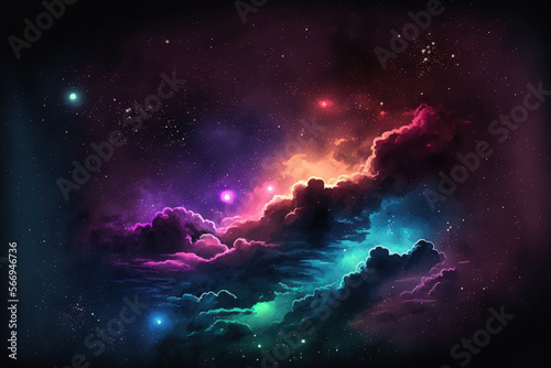 Stars in the night sky,nebula and galaxy. Generative AI © 2rogan