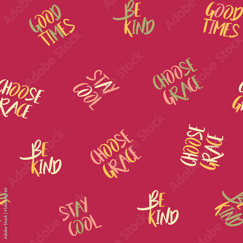 Spring, summer, conversational, typographic, seamless pattern tags, positive quotes slogans, fabric, tshirt, sweatshirt, packaging, textile, girls, women, kids, viva magenta, color of the year, 2023