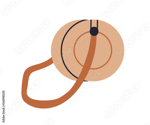 Round purse, small shoulder bag design. Fashion circle-shaped handbag with le...