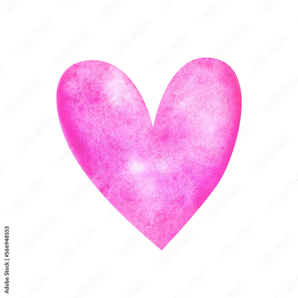 pink abstract heart. watercolor illustration for printing cards, stickers, prints. Valentine's Day. romantic mood. watercolor gradient.