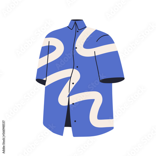 Casual shirt, modern summer garment. Fashion unisex blouse with abstract prin...