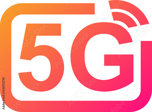 Fifth generation wireless internet icon in gradient colors. 5G signs illustration.