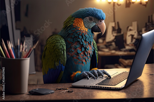 Parrot works on the computer, Generative AI