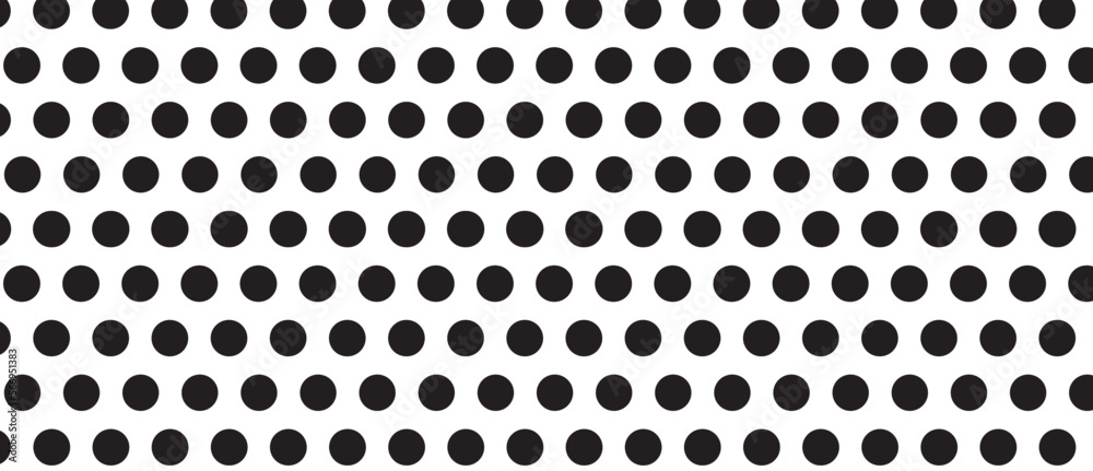 Black polka dot pattern on white background. Straight dot pattern for backdrop and wallpaper template. Simple classic polka dot lines with repeat stripes texture. Polka background, vector illustration