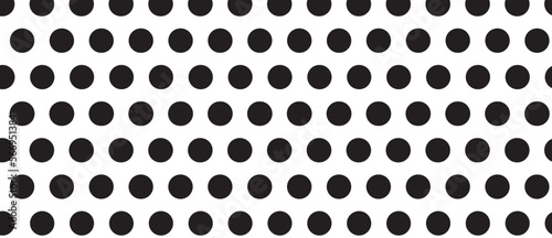 Black polka dot pattern on white background. Straight dot pattern for backdrop and wallpaper template. Simple classic polka dot lines with repeat stripes texture. Polka background, vector illustration