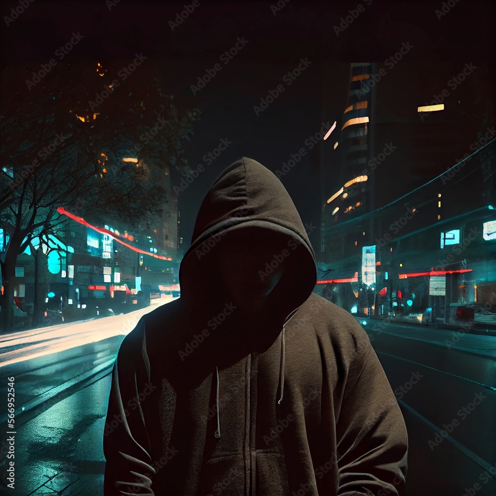 Standing Alone In Hoodie City Lights Time Lapse Background Dark standing-alone-in-hoodie-city-lights-time-lapse-background-dark