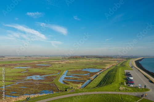 Overview from the wetlands in Burgh-Haamstede, from the Plompe tower. Zeeland, The Netherlands.