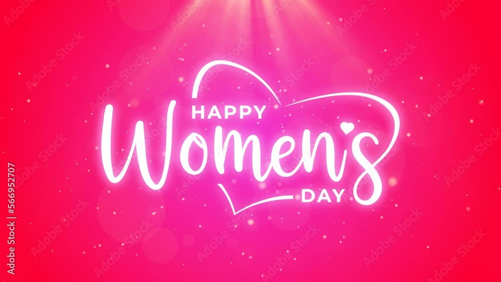 happy women's day animation text with neon style on particles glitter ...