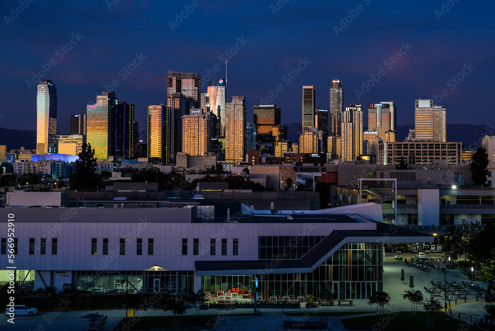 LOS ANGELES, CALIFORNIA - JANUARY 29, 2023: Los Angeles downtown view at night