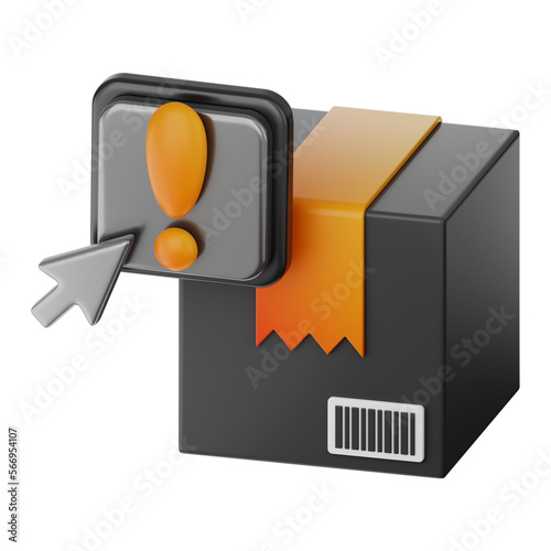 Premimum warning sign delivery pack icon 3d rendering on isolated background PNG photo