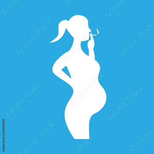 pregnant woman smoking icon, vector graphic
