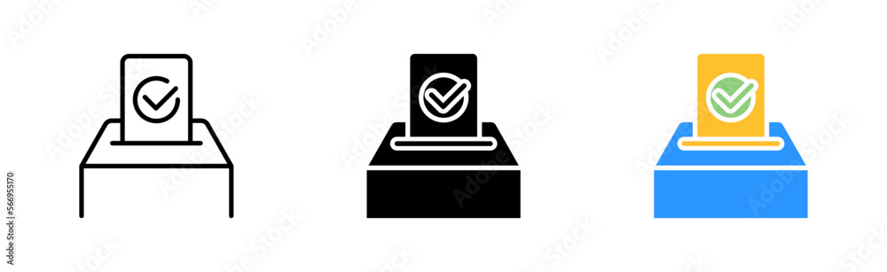 Bulletin icon set. Job, voters, voting, skills, winner, business, leader, tick, selection, selection committee, profile. competition concept. vector line icon in different styles Bulletin icon set. Job, voters, voting, skills, winner, business, leader, tick, selection, selection committee, profile. competition concept. vector line icon in different styles