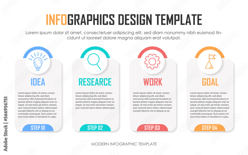 Infographic template. 4 Step timeline journey, Flat simple infographics design template. presentation graph. Business concept with numbers 4 options or steps vector illustration. Infographic template. 4 Step timeline journey, Flat simple infographics design template. presentation graph. Business concept with numbers 4 options or steps vector illustration.