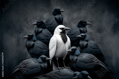 White crow among black crows.. AI generated.